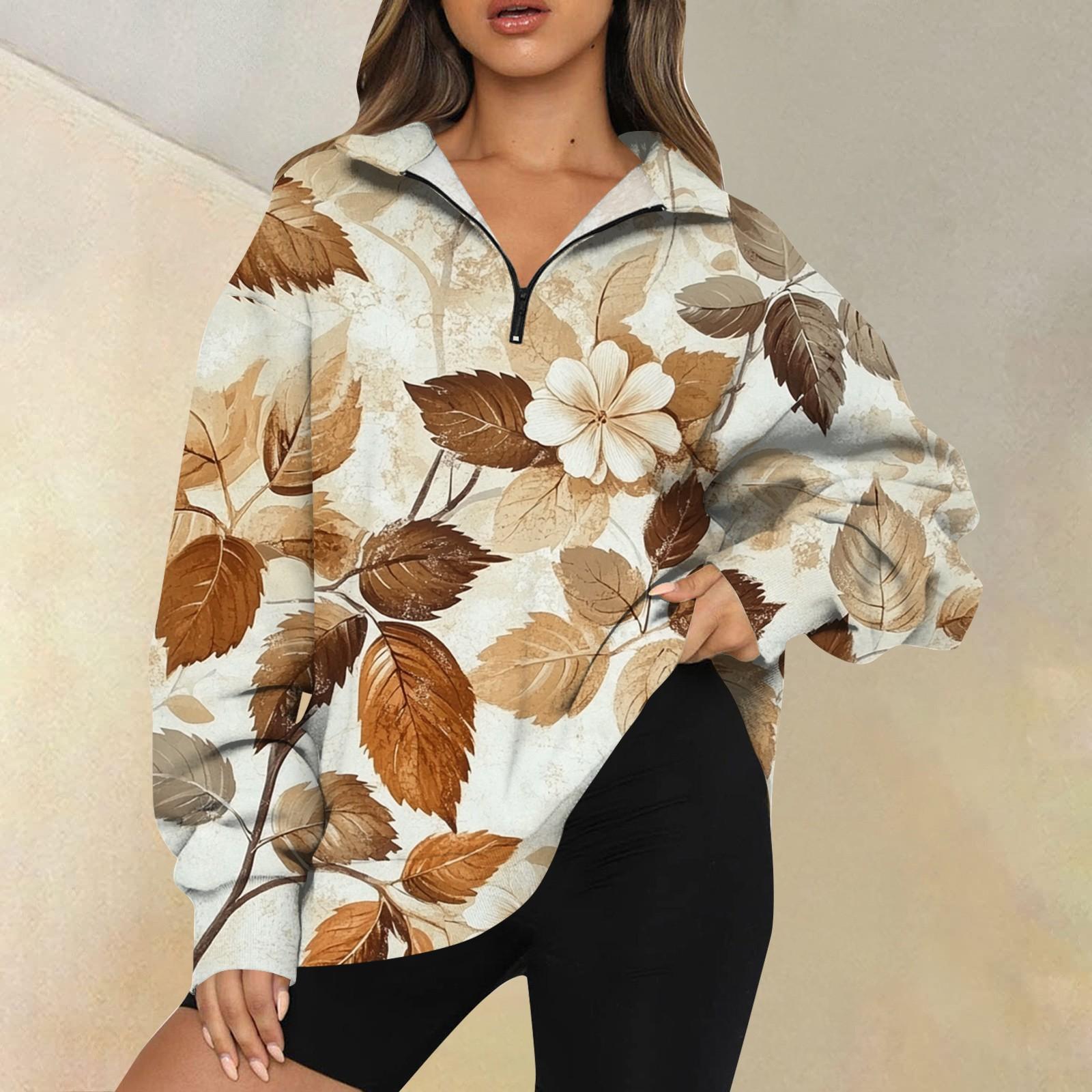 

Женская мода повседневная толстовка с длинным рукавом и принтом на молнии с высоким воротом и заниженными плечами XXXL верблюд