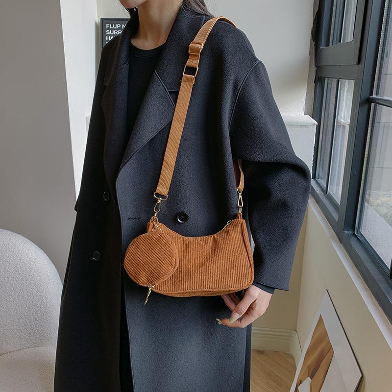 Women's bag corduroy new shoulder bag fashion underarm bag two-piece set child and mother bag