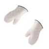 2Pcs White Cotton Oven Mitts Heat Resistant Non Slip Textured Surface for Cooking Baking Grilling Microwave Toast Soup Safety
