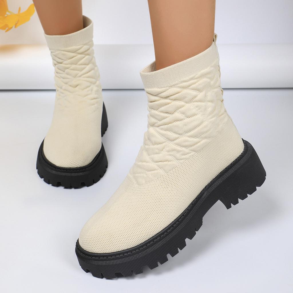 Women's Socks Shoes 2025 Spring Autumn New Breathable Casual Wedges Platform Ankle Boots Zapatos De Mujer Goth Boots
