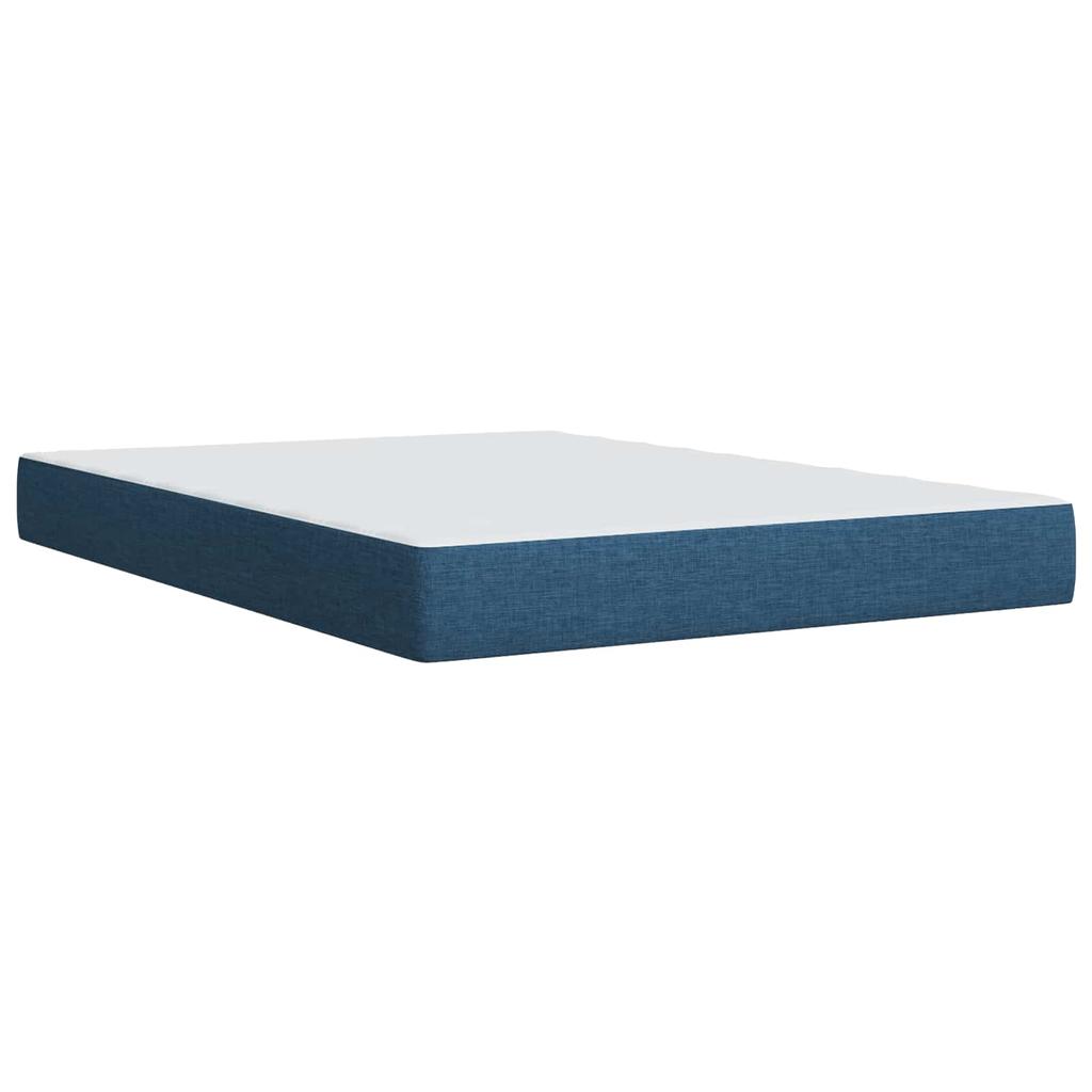 Box Spring Bed with Mattress and Headboard Blue 140 X 190 Cm Fabric