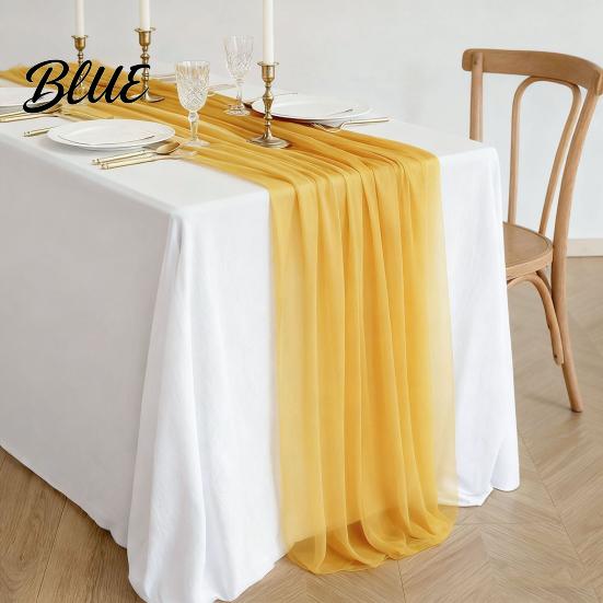 Soft Table Runner Sheer Flowing Runner Chiffon Wedding Elegant Solid Color High Quality