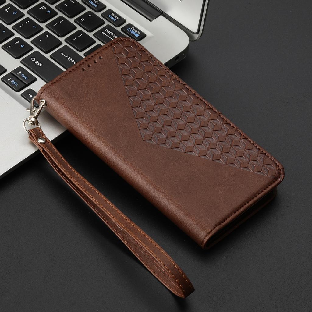 Applicable to Huawei URA 80ULTRA rhombus calf pattern leather case Honor 600Pro clamshell business suction case