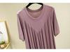 Summer Plus Size Modal V-Neck Pleated Dress - Casual Loose Short Sleeve Sleepwear