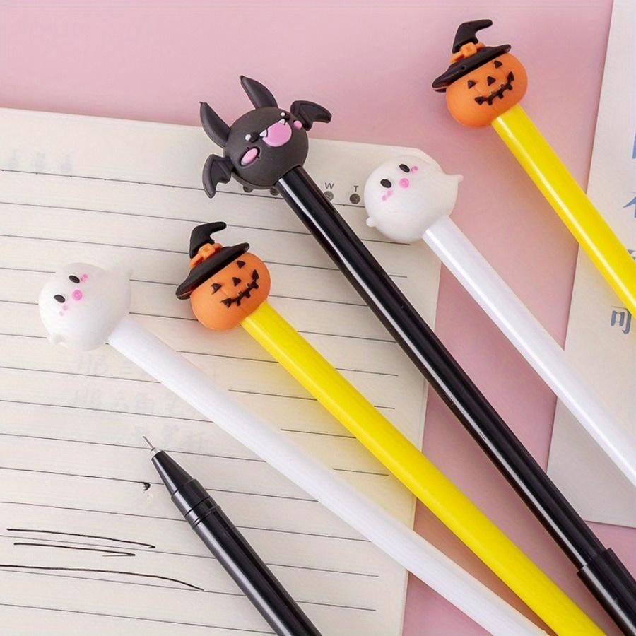 12/ 30 PCS Halloween-Themed Gel Pens 0.5mm Black Various Designs Ghosts Pumpkins Student Essential School Use,Party Gifts,Graduation Back To School
