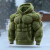 Men Muscle Hoodie Flannel Hooded Sweatshirt with Kangaroo Pocket Hunky Funny Pullover for Christmas Costume Street Wear Party