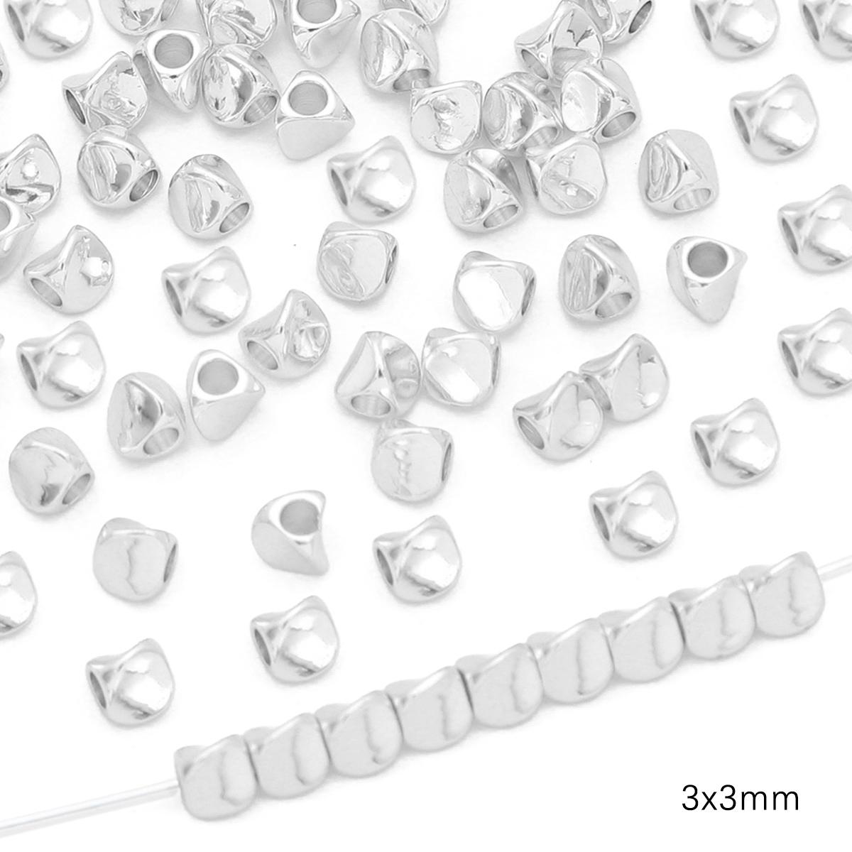 

10 шт. медные бусины-разделители, подвески для изготовления ожерелья, браслета, ювелирных изделий своими руками 3x3mm серебряный