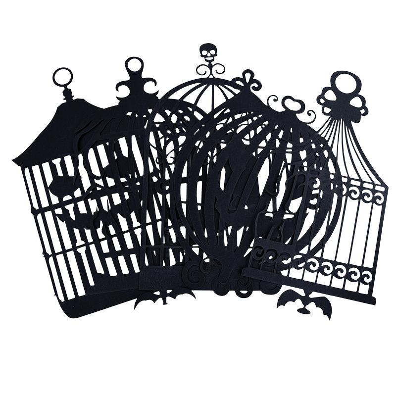 Banner agățat de cioara neagră de Halloween Ghirlanda cușcă de păsări Ornament Pandantiv de hârtie pentru petrecerea de Halloween Decorare pentru acasă Recuzită de groază