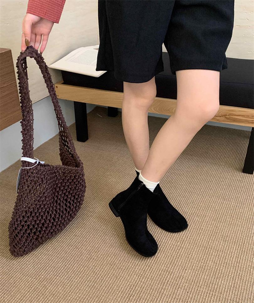 Trendy brand flat-soled retro Martin boots women's shoes 2025 new autumn and winter Boken and ankle boots Boken small short boots