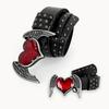 Unisex Jeansgürtel Schwert Rotes Herz Gothic Mode Gürtel Für Frauen Designer Luxus Schwarzer Nieten Punk Accessoire Herren Gürtel Männlich