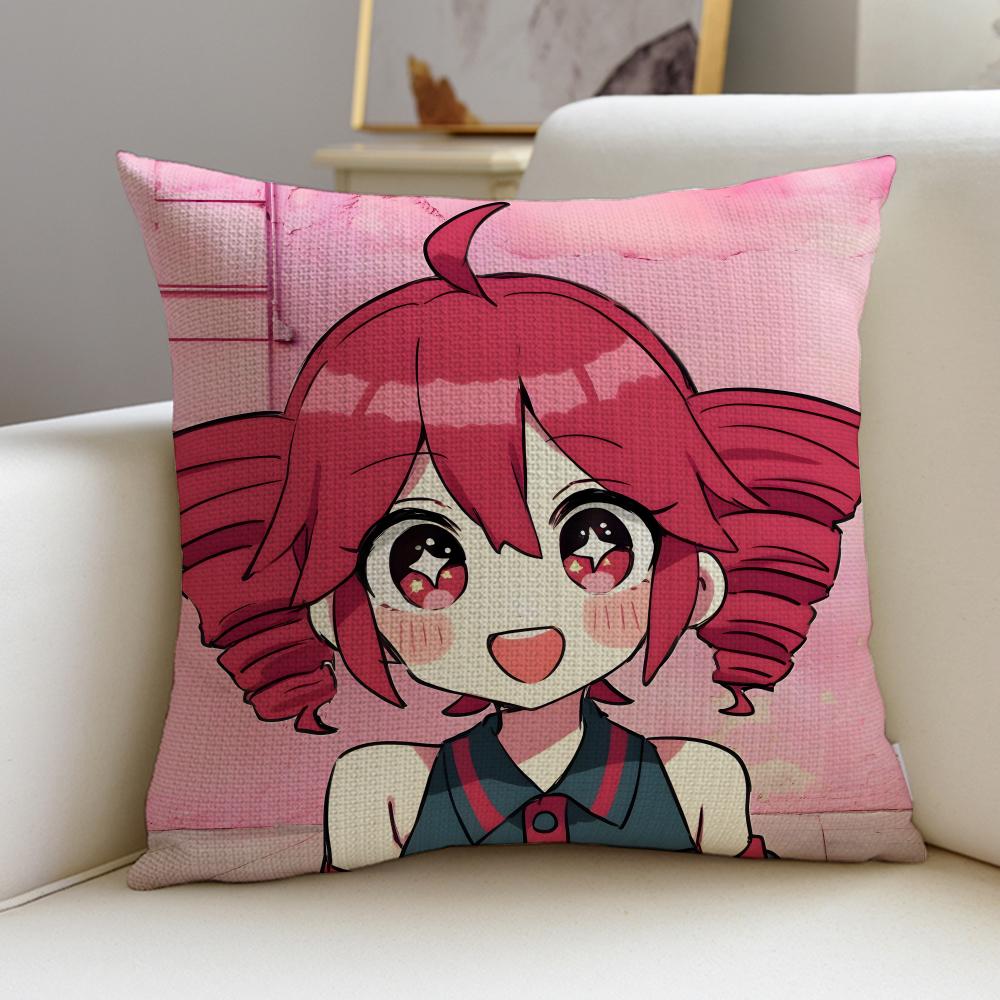 Cute KKasane Teto AnimeS Cushion Cover Breathable and skinfriendly linen pillowcase square removable and washable cushion