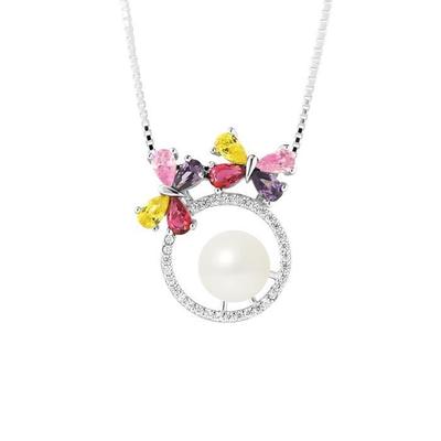 Necklace - - Flowers - AAA+ Cultured Pearl 9-10 Mm - 925 Silver - Women