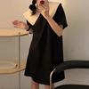 Large size fat mm temperament waist thin doll collar black Hepburn style dress foreign style age reduction French A-shaped skirt