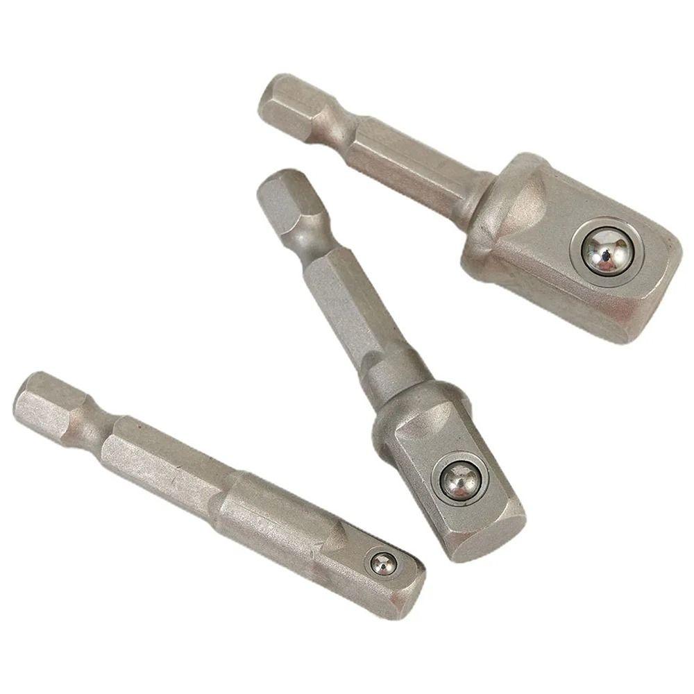 3Pcs/Set 1/4" 3/8" 1/2" Hex Shank Impact Drill Socket Adapter  Electric Tool Accessory