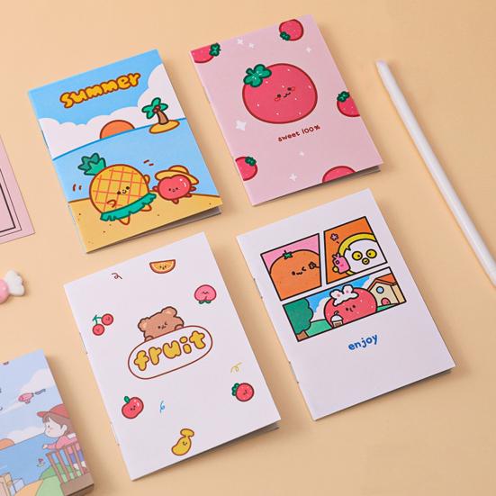 Lot de 4 Mini Carnets Mignons Dessins Animés 64K pour Enfants Étudiants Papier Lisse Portable Stylo Lisse Journal Prix Scolaires Et Cadeaux de Fête