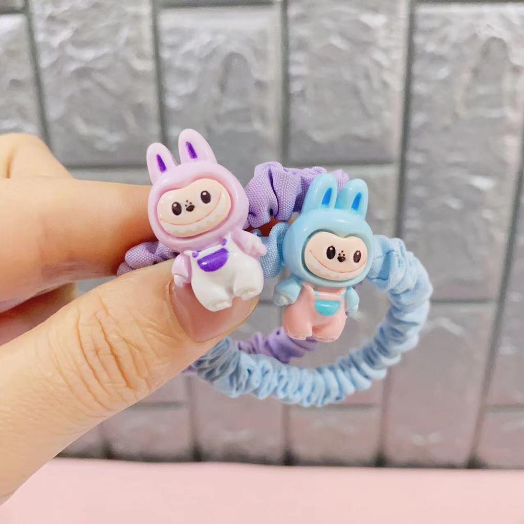 1Pcs Cartoon Labubu Hair Ropes Cute Anime Labubu Women Elastic Hair Circle Hair Accessories Ponytail Kawaii Girls Holiday Gifts