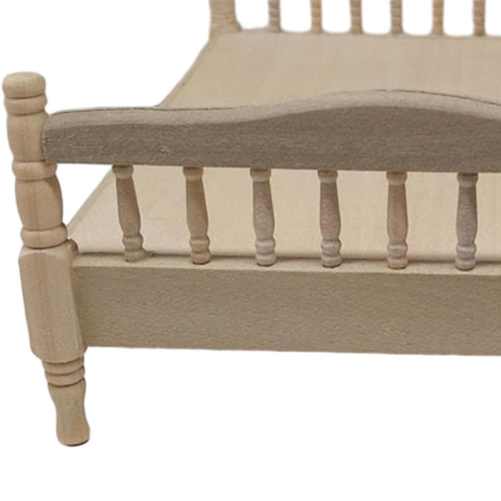 Dukkehus Seng Tre Mini Seng Håndverk Scene Miniatyr Soveromsmøbler Tre Seng Modell Layout DIY Prosjekt Sandbord Eventyrhage LOL-FUN 1/12