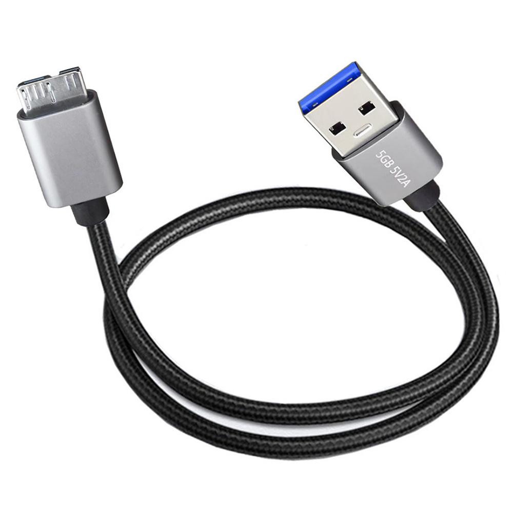 

JUNSUNMAY 1m USB-A 3.0 Male to Micro-B Male Nylon Data Transfer Cable for Hard Drive Camera As Shown A