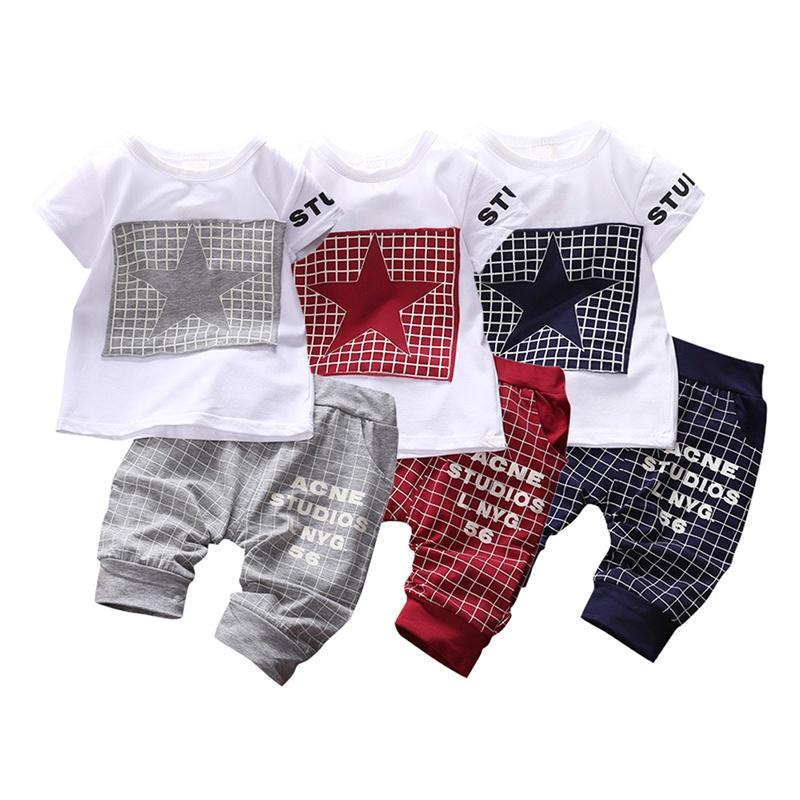 Summer Star Pattern Kids Clothes Sets Baby Boy Clothes