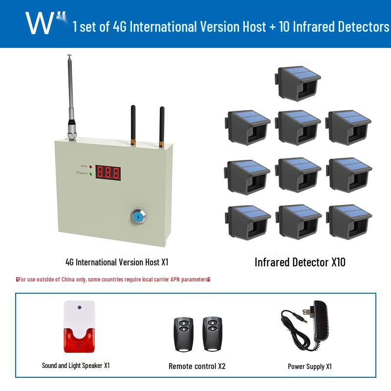 Black Iron Solar Wireless Anti-Theft Infrared Security Alarm for Fish Ponds and Orchards
