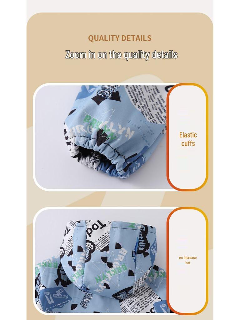 Unisex Cartoon Baby Smock: Autumn/Winter Down Jacket Outerwear, Meal-Protecting Clothing.