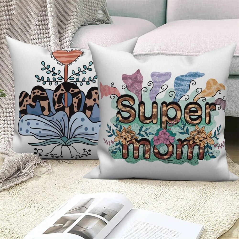 Flower Alphabet Pillowcase Cushion Cover Mother's Day  Car Sofa Home Decor Mom Gift