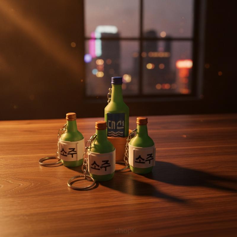 Mini Korean Soju Bottle Clicker Keychain Cute Alcohol Bottle Fidget Toy Portable Stress Anxiety Relief Funny Sensory Item