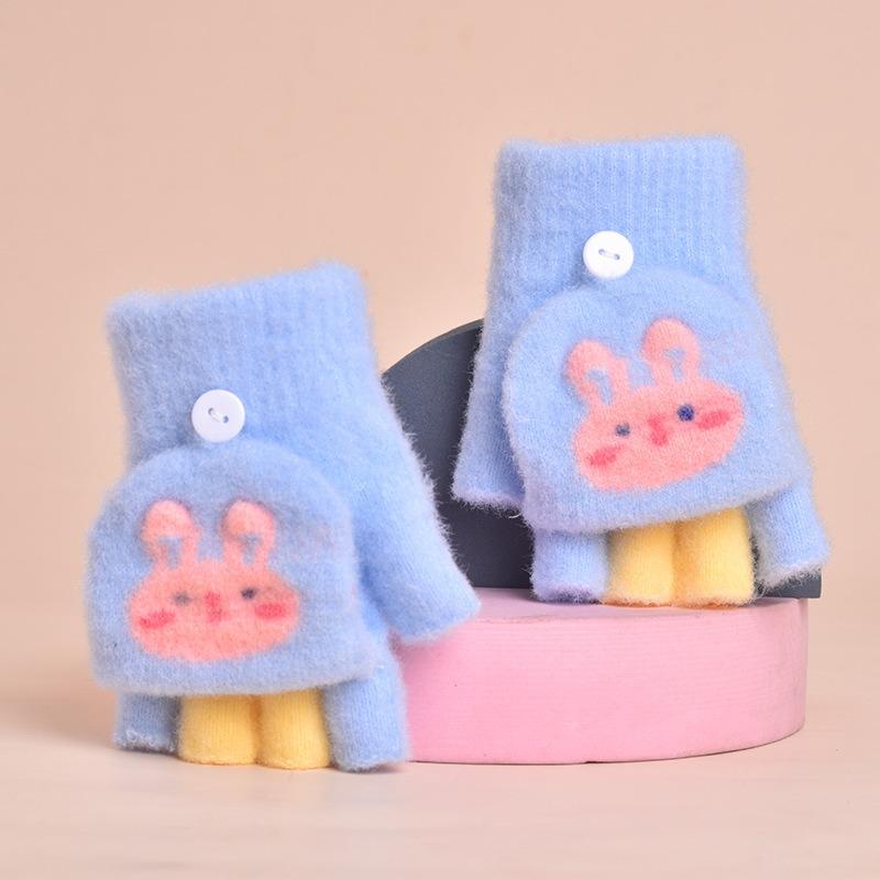 

Детские перчатки милые клубничные откидные осенне-зимние теплые вязаные утолщенные детские откидные мультяшные перчатки перчатки для письма