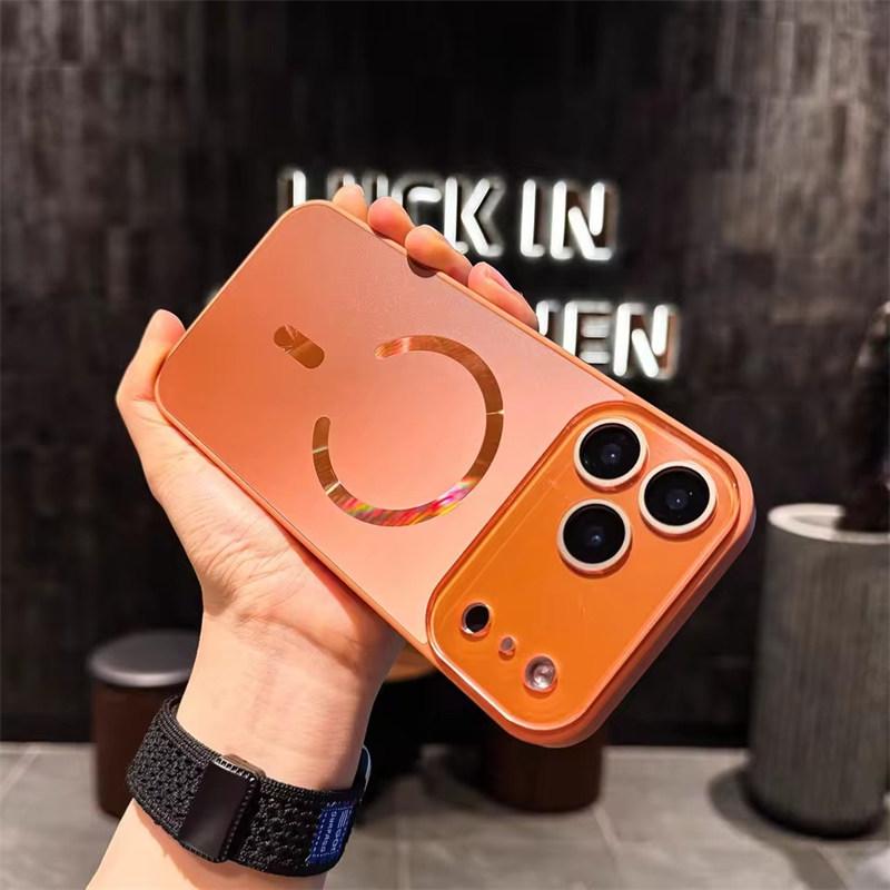 Laser Large Window Camera Glass Protect For Magsafe Case For iPhone 17 Air 16 Plus 15 14 13 12 Pro Max Matte Magnetic Charge Cover