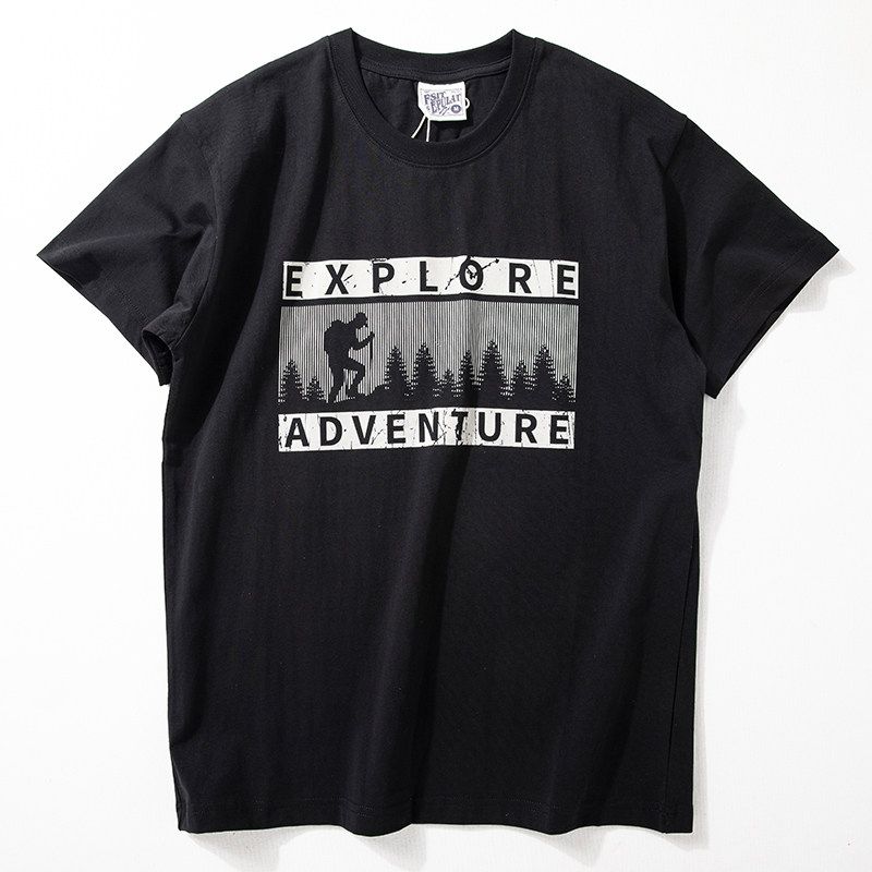 Short-Sleeved Men's Summer New Style Cotton Moisture-Absorbent and Breathable Half-Sleeved Personalized Printed Trendy Slim Casual Round-Neck T-Shirt