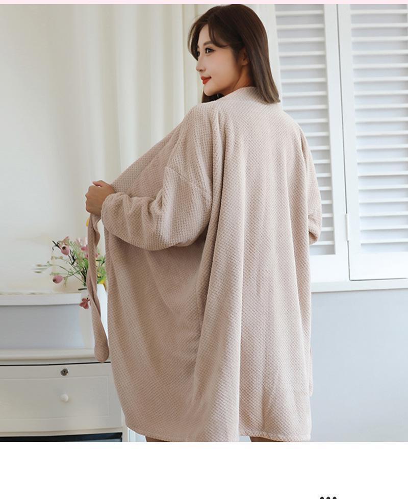 Women's Wearable Bathrobe: Soft, Absorbent, Thick, Long Sleeve, Tie-up; Perfect for Salon or Home.