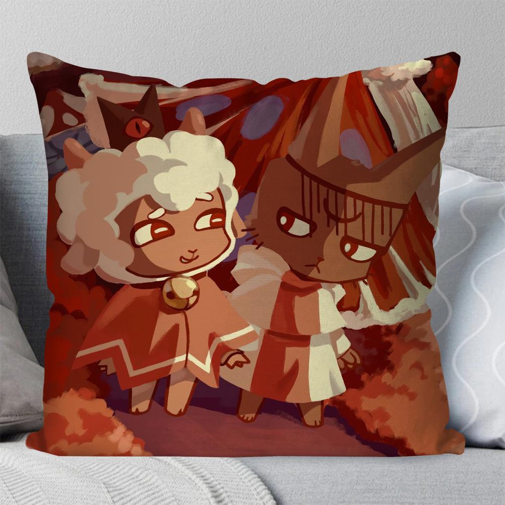 Cult Of The Lamb Anime Przygodowa Gra Wideo Poszewka na Poduszkę Kwadratowa Poduszka Sypialnia Sofa Wypoczynek Samochód Salon Dekoracja Domu 40X40