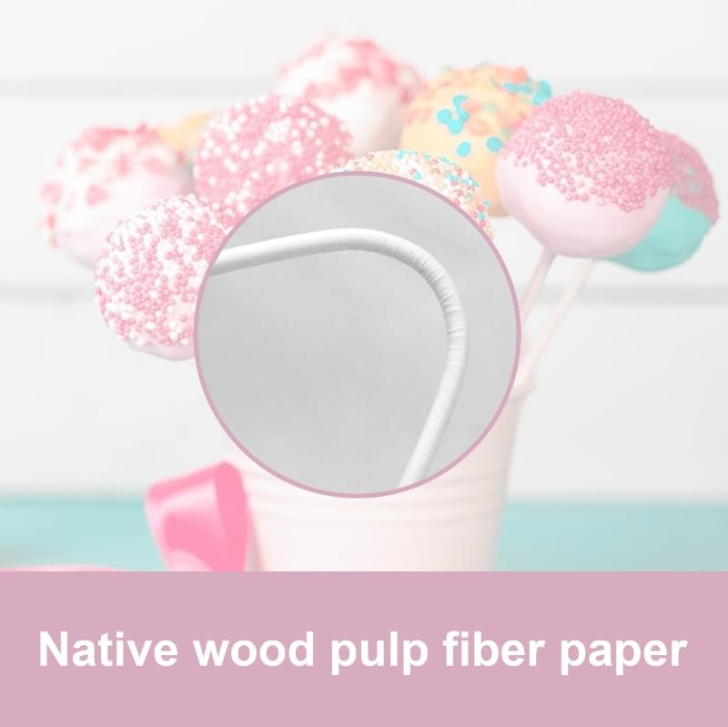 100Pcs Lollipop Treat Stick Food Grade Paper Lollipop Stick Sucker Stick for Homemades Candy, Dessert, Chocolate