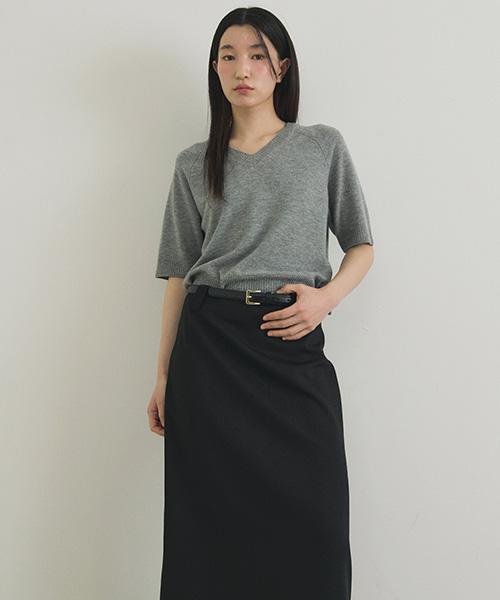 Lingseoul Basic Slit Long Skirt-Black