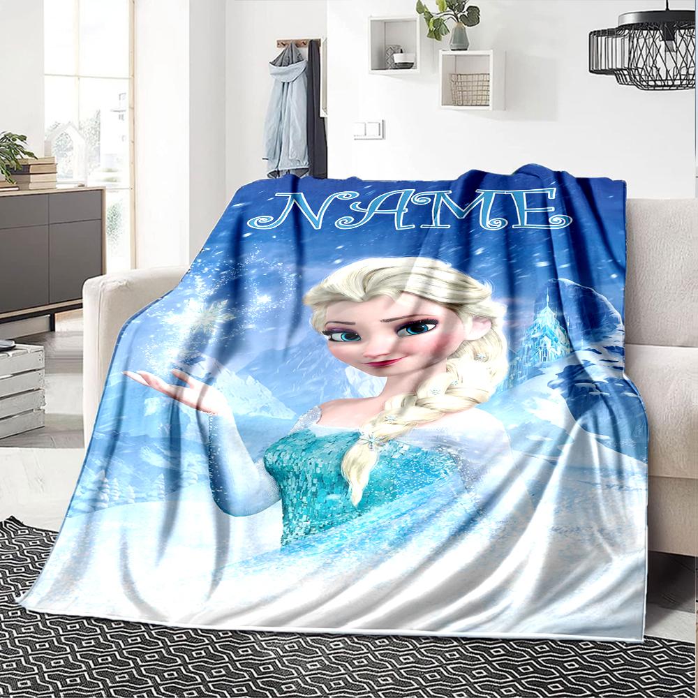 Customiz Name Personality Elsa Frozen Blanket Soft &Warm Sofa Office Bed Travel Lunch Break Blanket, Gift Suitable All Seasons