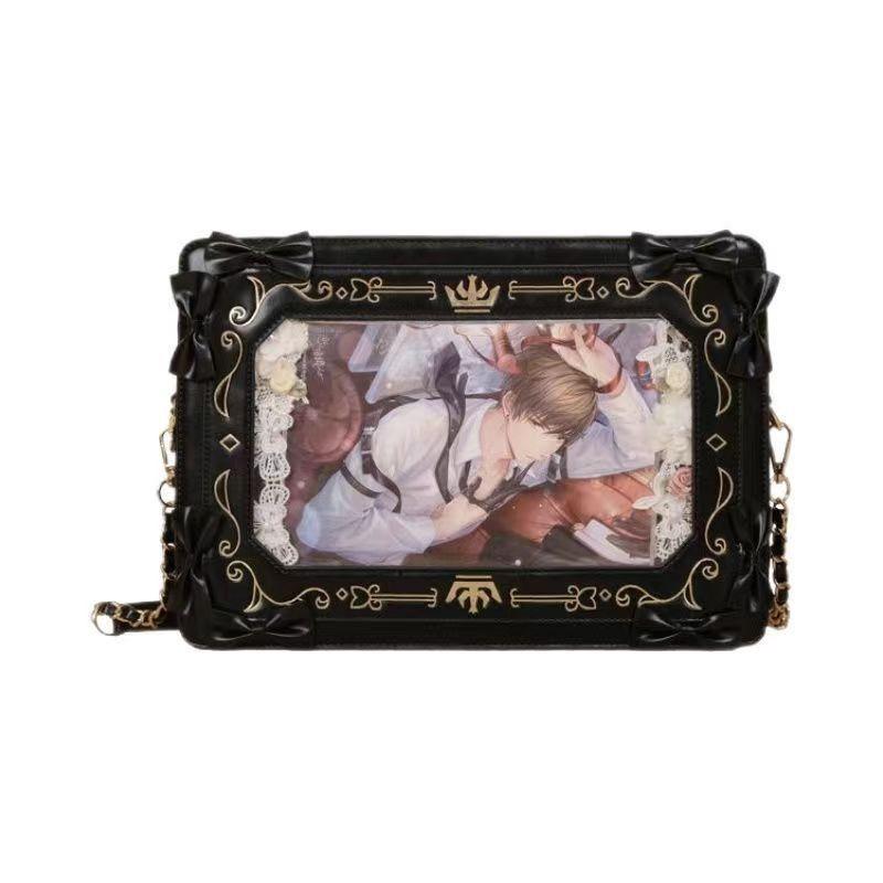 

Niche Original Frame Single Shoulder Crossbody Bag Guzi Baji Peripheral Girl Versatile Retro Transparent Small Square Bag чёрный