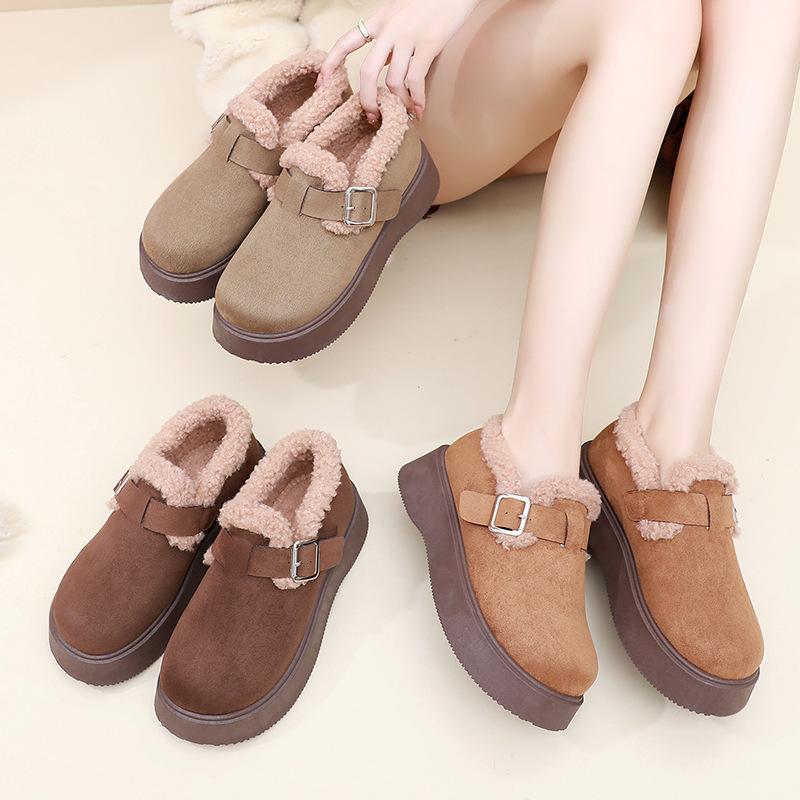 Shoes Are Sent In Winter, Velvet and Warm Birkenstocks, One-pedal Thick-soled Casual and Comfortable Snow Boots.