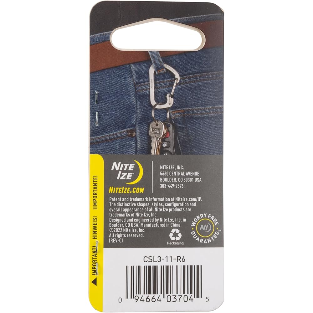 Nite Ize SlideLock Carabiner #3 Silver 3.5 in (89 mm) Durable Clip for Outdoor Use