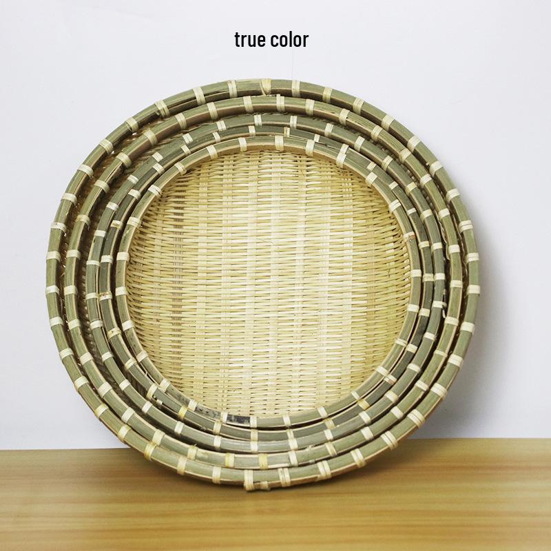 Cesto rotondo in bambù fatto a mano: Versatile per setacciare il riso, cuocere a vapore, conservare e lavare le verdure.