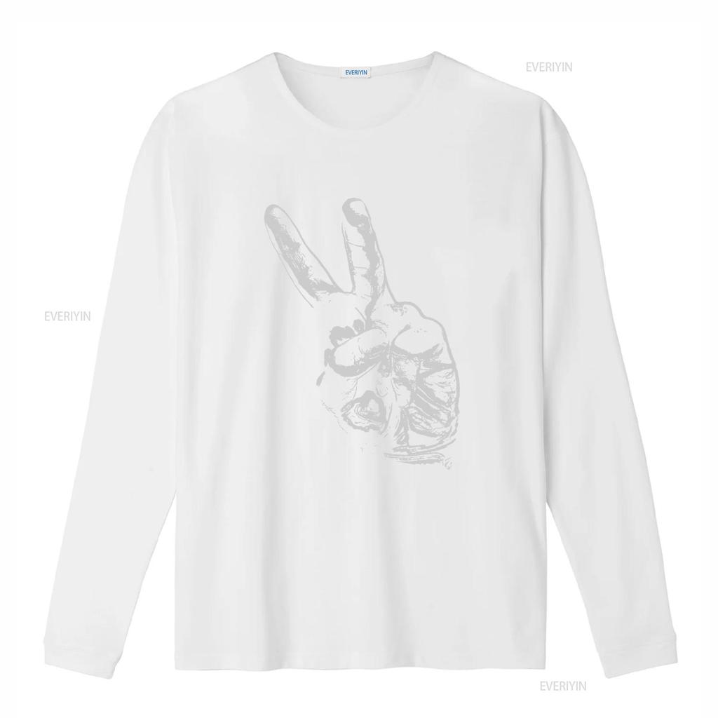 Peace Out Hand Sign T Shirt Artistic Design Pacifist Victory Humanist  Vintage Washed Fashion Comfortable Homme