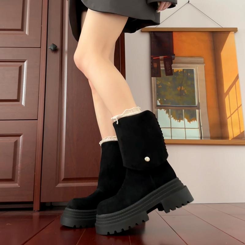 Fashion Vintage Platform Thick Heel Women Knight Boots Fashion Two Ways of Wearing Mordern Long Botas Para Mujer