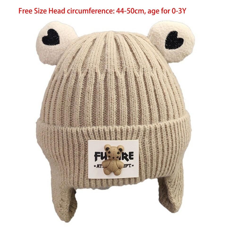 Windproof Pullover Cap Cute Bear Beanie Hat New Knitted Hat Outdoor Sports
