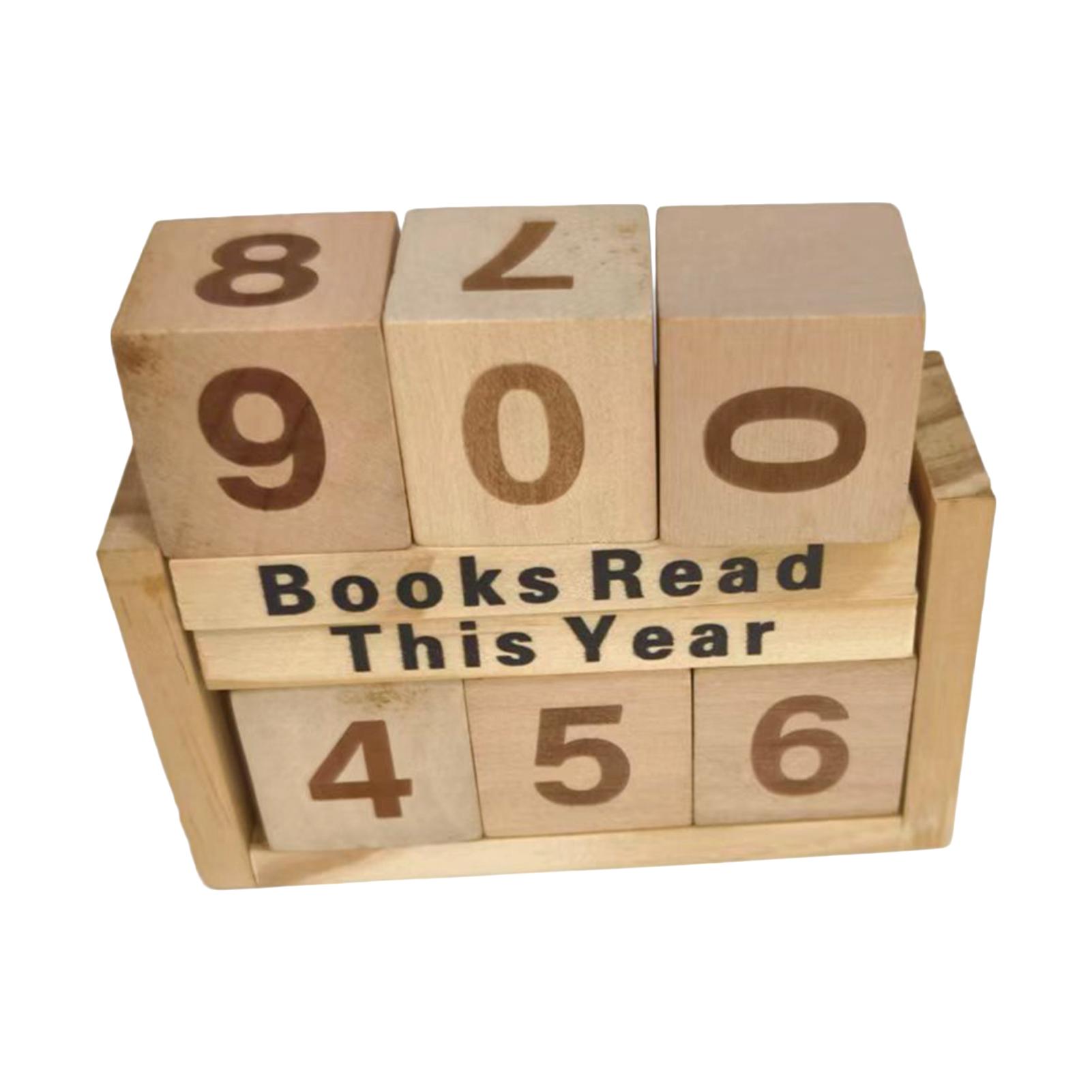 Wooden Book Counter Display Creative Reading Tracker Decoration for Office Desk Bookshelf Decor Gift for Book Lovers