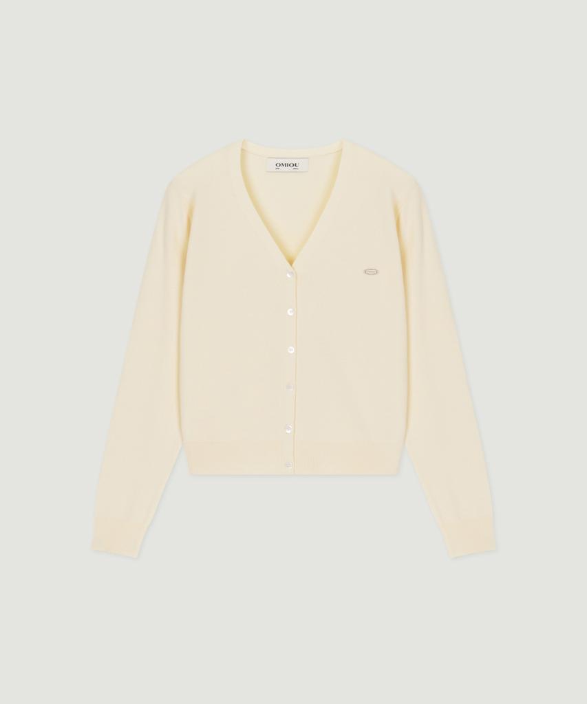 Omiou Washable V-Neck Cardigan_Cream White