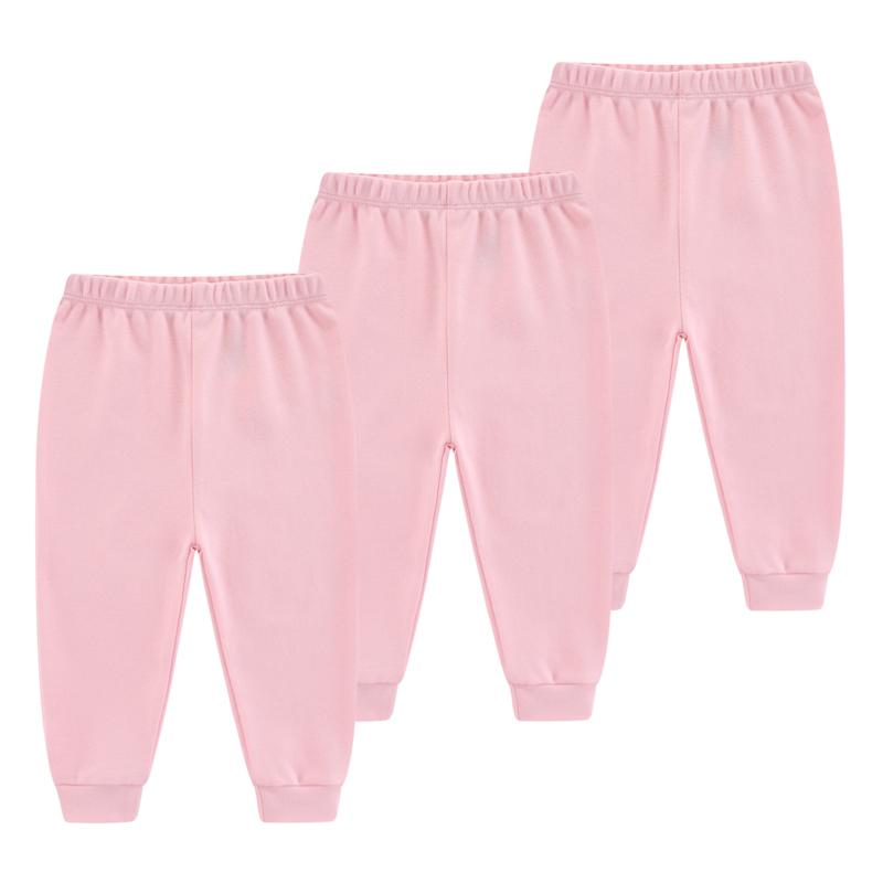 Kiddiezoom Unisex Baby Pants 3 Piece Set Solid Color Cotton Pants For Boys And Girls Aged 0-24 Months
