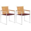 VidaXL 2x Solid Teak Garden Chairs with Cushions Terrace Dining Chairs Patio Chairs Armchairs for Room 3061524