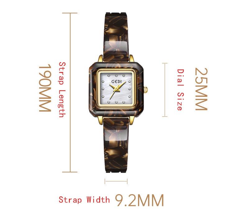 Fashion Gedi Top Brand Watches Woman Square Gold Watch Fashion Quartz Exquisite Niche Ladies Luxury High Quality Women Gifts