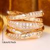 Multilayer Crystal White Zircon Small Round Stone Rings For Women Vintage Gold Color Engagement Bands Wedding Jewelry Accessory