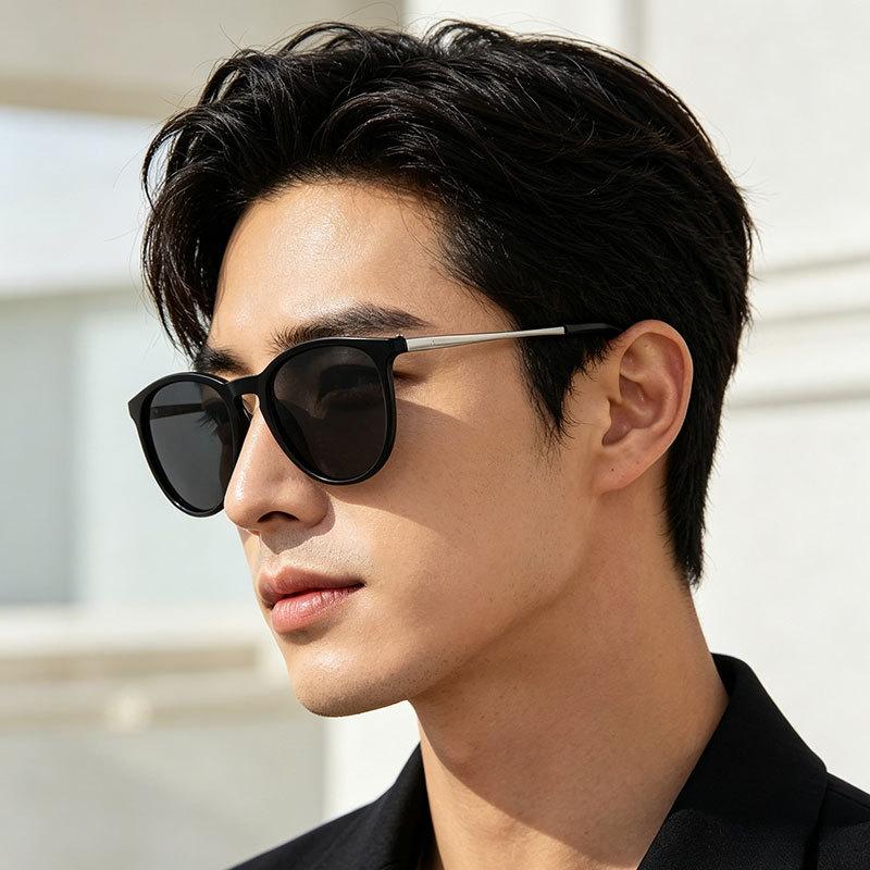 New fashion round frame sunglasses men's and women's metal trend sunglasses personalized versatile sunscreen sunglasses women