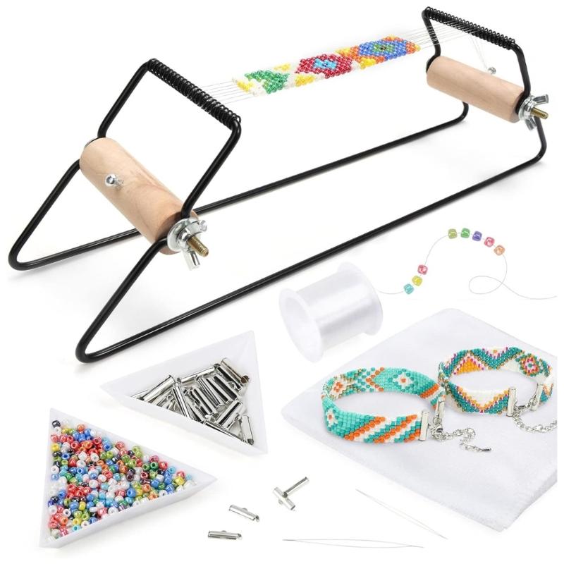 Beading Loom Jewelry Making Tool Bead Weaving Kit  Lightweight Knitting Machine for Creating Bracelets and Necklaces